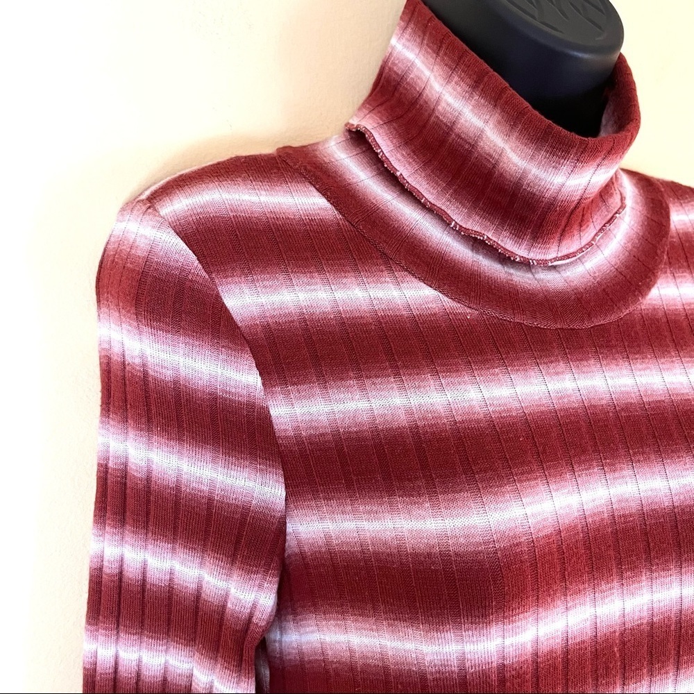 Altar’d State Rayon Stripe Stretch Turtle Neck Long Sleeve Rib Mini Dress Size S - Picture 4 of 15